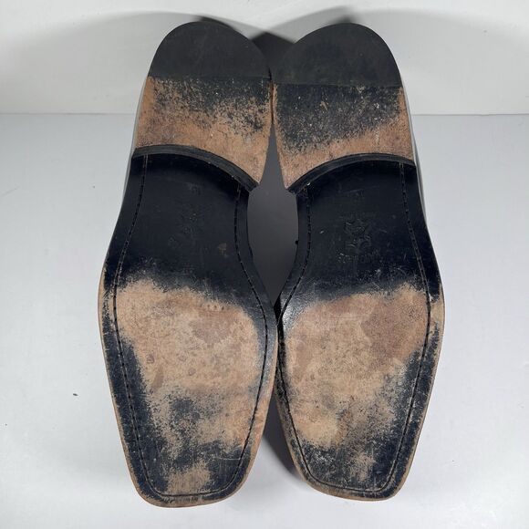 San Remo Platinum Leather Penny Loafers Dress Shoes Black/Burgundy Men's 10.5 - Picture 7 of 8